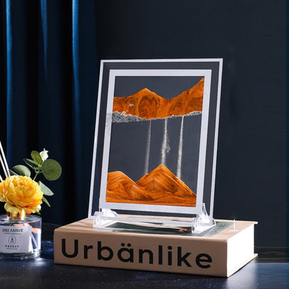 Orangenes bewegliches Sandbild Kunstwerk zum Staunen
