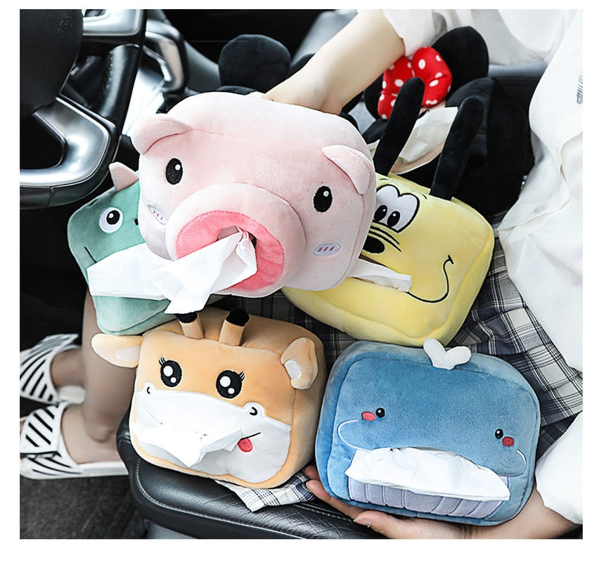 Cartoon-Taschentuchhalter Fürs Auto, 3D-Taschentuchbox in Katzen- und  Hundeform, Taschentuchspender aus Weichem Plüsch,  Taschentuch-Aufbewahrungsbox